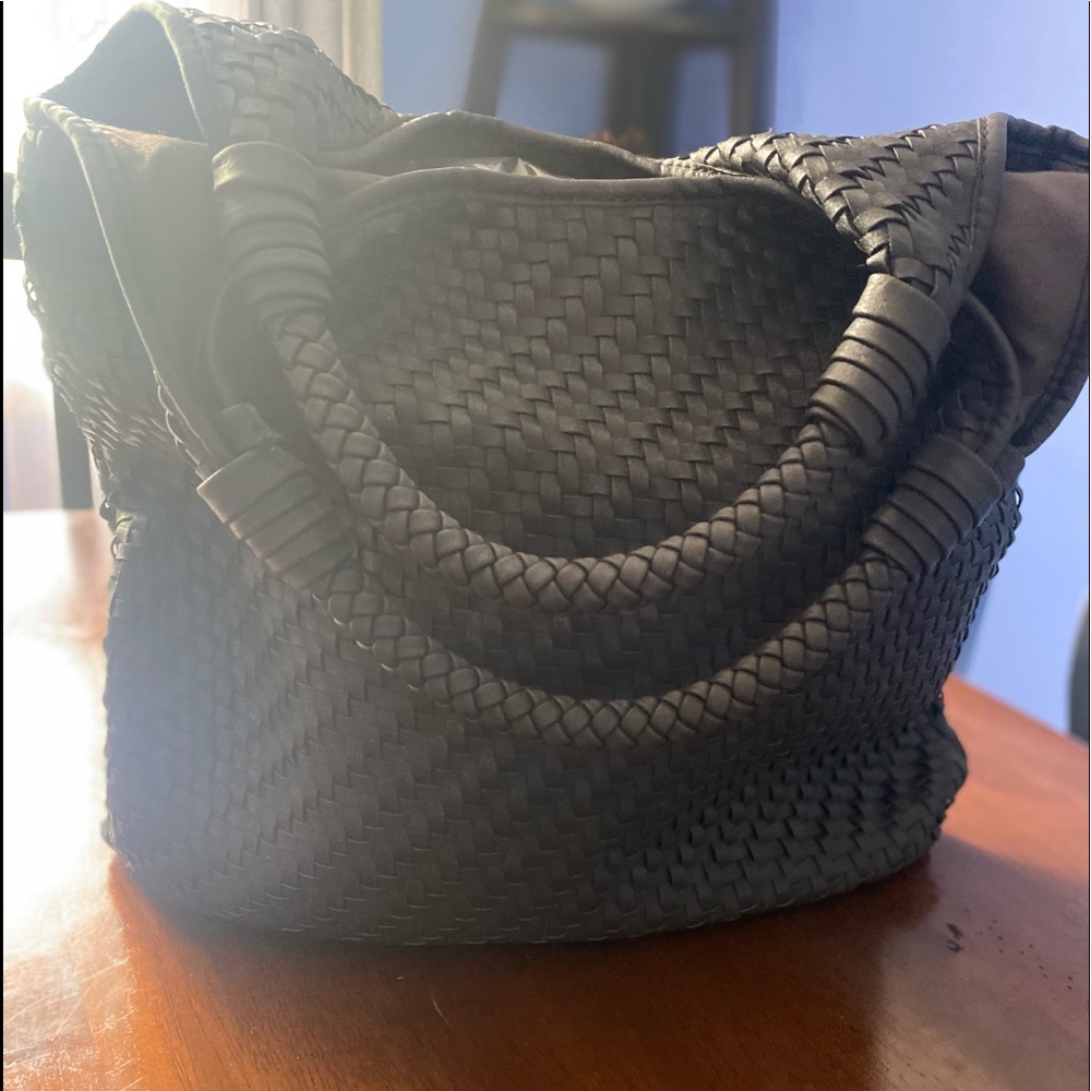 HOBO brown synthetic leather weave bag